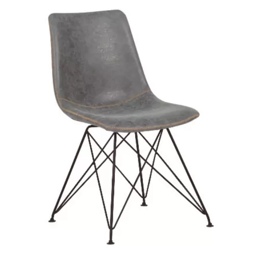 Panton Καρέκλα Μέταλλο Βαφή Μαύρη, Pu Vintage Grey 43x57x81cm