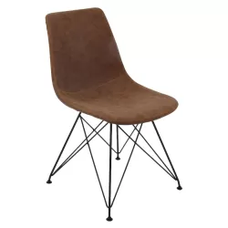 Panton Καρέκλα Μέταλλο Βαφή Μαύρο, Pu Vintage Brown 43x57x81cm