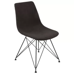 Panton Καρέκλα Μέταλλο Βαφή Μαύρη, Pu Vintage Black 43x57x81cm