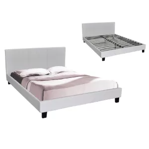 Wilton Κρεβάτι Μονό, Για Στρώμα 90X190Cm, Pu Άσπρο 97x203x89cm