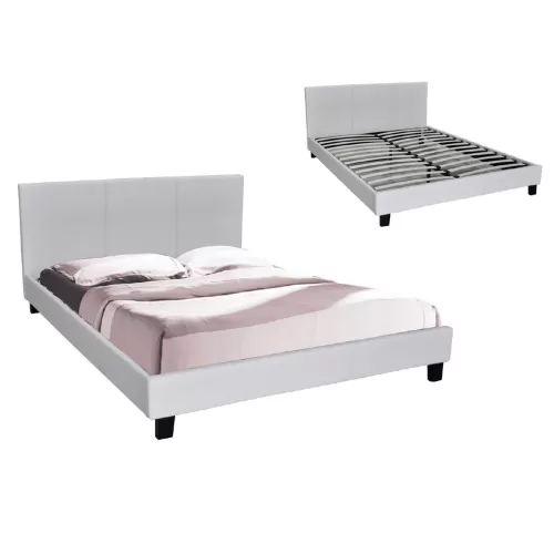 Wilton Κρεβάτι Μονό, Για Στρώμα 90X190Cm, Pu Άσπρο 97x203x89cm