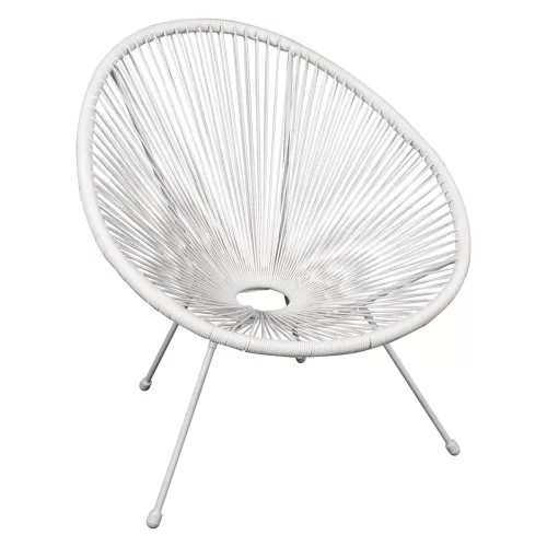 Acapulco Πολυθρόνα Μέταλλο Βαφή Άσπρο, Rattan Άσπρο 70x69x81cm