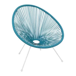 Acapulco Πολυθρόνα Μέταλλο Βαφή Άσπρο, Rattan Μπλε 70x69x81cm