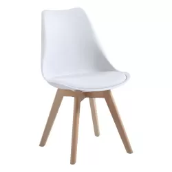 Martin Καρέκλα Τραπεζαρίας Κουζίνας, Metal Cross Ξύλο, Pp Άσπρο, Αμοντάριστη Ταπετσαρία 48x56x82cm