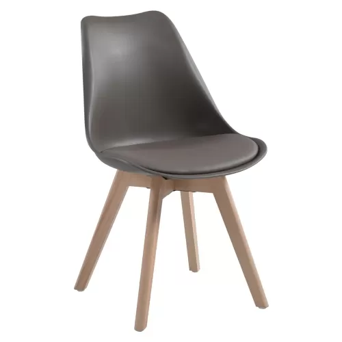 Martin Καρέκλα Τραπεζαρίας Metal Cross Ξύλο, Pp Sand Beige, Αμοντάριστη Ταπετσαρία 48x56x82cm