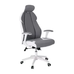 Bf8300 Πολυθρόνα Γραφείου Διευθυντή, Microfiber Γκρι Pu Άσπρο 64x72x122/130cm
