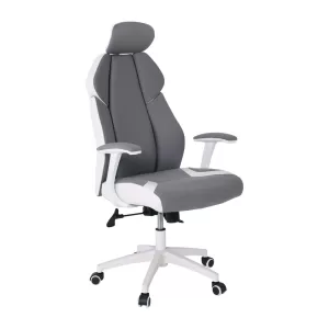Bf8300 Πολυθρόνα Γραφείου Διευθυντή, Microfiber Γκρι Pu Άσπρο 64x72x122/130cm