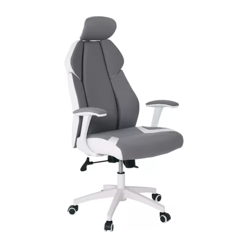 Bf8300 Πολυθρόνα Γραφείου Διευθυντή, Microfiber Γκρι Pu Άσπρο 64x72x122/130cm