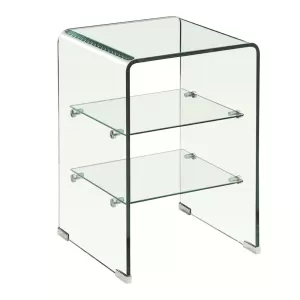 Glasser Κομοδίνο Clear  2 Ράφια - Γυαλί 10Mm / 5Mm 40x40x60cm