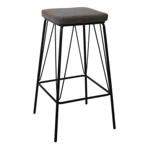 Panton Σκαμπό Bar, Μέταλλο Βαφή Μαύρο, Pu Απόχρωση Vintage Grey 43x43x76cm