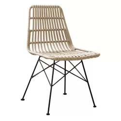 Salsa Καρέκλα Κήπου Βεράντας Μέταλλο Βαφή Μαύρο, Wicker Φυσικό 48x59x80cm