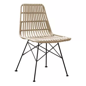 Salsa Καρέκλα Κήπου Βεράντας Μέταλλο Βαφή Μαύρο, Wicker Φυσικό 48x59x80cm