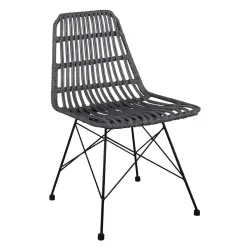 Salsa Καρέκλα Κήπου Βεράντας Μέταλλο Βαφή Μαύρο, Wicker Γκρι 48x59x80cm