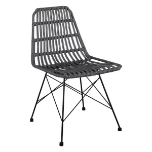 Salsa Καρέκλα Κήπου Βεράντας Μέταλλο Βαφή Μαύρο, Wicker Γκρι 48x59x80cm