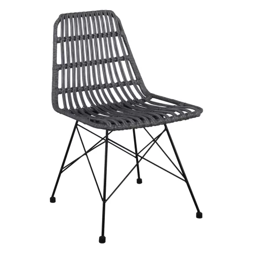 Salsa Καρέκλα Κήπου Βεράντας Μέταλλο Βαφή Μαύρο, Wicker Γκρι 48x59x80cm