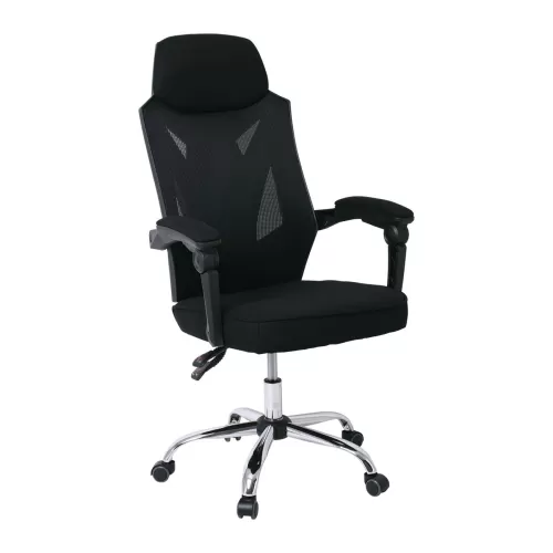 Bf9450 Πολυθρόνα Relax Γραφείου Διευθυντή, Βάση Χρώμιο, Pp Μαύρο, Mesh Μαύρο 65x64x118/126cm