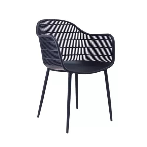 Berry Πολυθρόνα Μέταλλο Βαφή Μαύρο, Pp-Uv Μαύρο 58x58x85cm