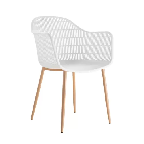 Berry Πολυθρόνα Μέταλλο Βαφή Φυσικό, Pp-Uv Άσπρο 58x58x85cm