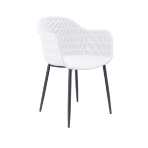 Berry Πολυθρόνα Μέταλλο Βαφή Μαύρο, Pp-Uv Άσπρο 58x58x85cm