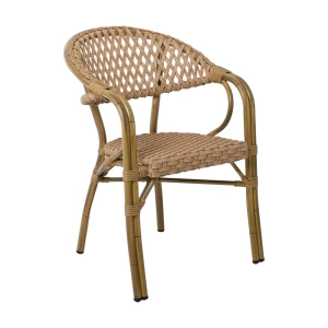 Vegera Rattan Πολυθρόνα Dining Αλουμίνιο Φυσικό, Wicker Φυσικό, Στοιβαζόμενη 57x59x84cm