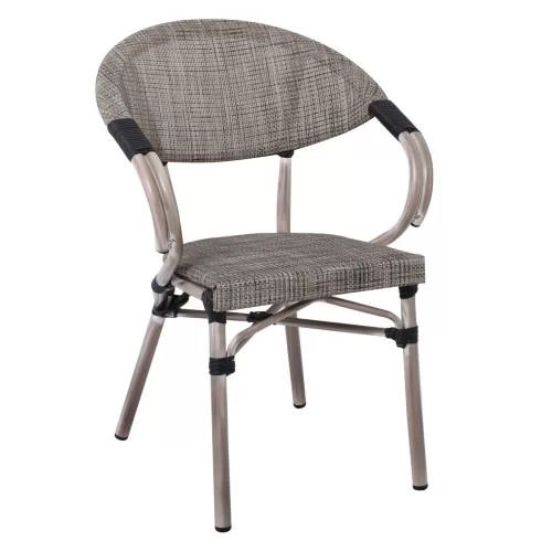 Costa Πολυθρόνα Dining Αλουμινίου, Απόχρωση Antique Grey - Textilene Μπεζ 58x57x83cm