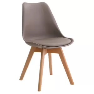 Martin Καρέκλα Ξύλο, Pp Sand Beige Μονταρισμένη Ταπετσαρία 49x57x82cm