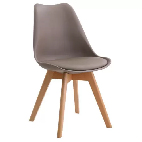 Martin Καρέκλα Ξύλο, Pp Sand Beige Μονταρισμένη Ταπετσαρία 49x57x82cm