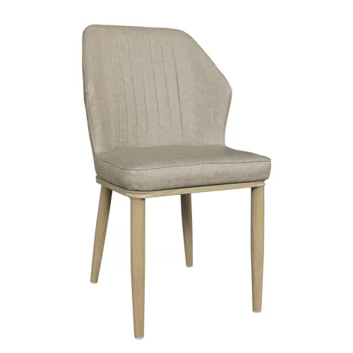 Delux Καρέκλα Μέταλλο Βαφή Φυσικό, Linen Pu Μπέζ 49x51x89cm