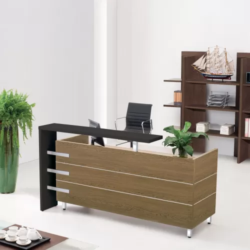 Proline Reception - Γραφείο Απόχρωση Καρυδί Δρυς - Μαύρο 180x75x110cm
