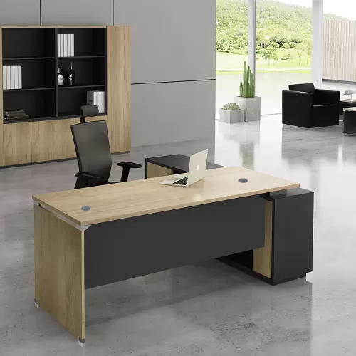 Project Γραφείο Αριστερή Γωνία Απόχρωση Sonoma - Γκρι 180x80/160x40 (H.75)cm