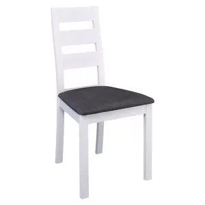 Miller Καρέκλα Οξιά Άσπρο, Ύφασμα Γκρι 45x52x97cm