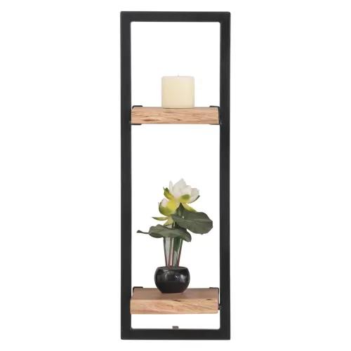 Lizard Frame Ράφι Μέταλλο Βαφή Μαύρο, Ξύλο Ακακία Φυσικό 20x25x75cm