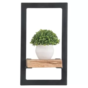 Lizard Frame Ράφι Μέταλλο Βαφή Μαύρο, Ξύλο Ακακία Φυσικό 20x25x35cm