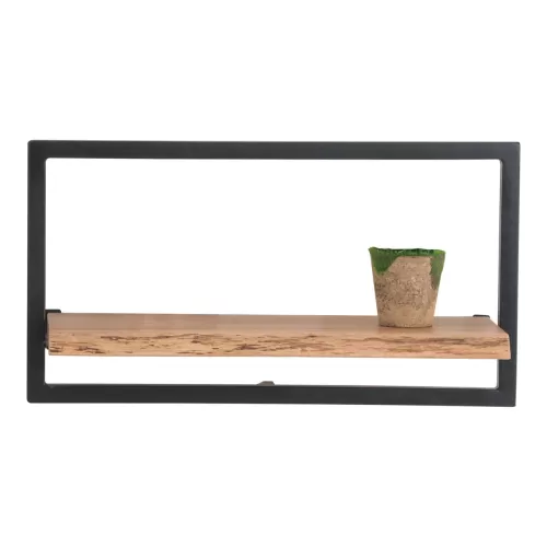 Lizard Frame Ράφι Μέταλλο Βαφή Μαύρο, Ξύλο Ακακία Φυσικό 65x25x35cm