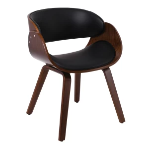 Joy-W Πολυθρόνα Τραπεζαρίας Καρυδί, Pu Μαύρο 57x55x80cm