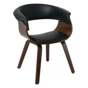 Herman Πολυθρόνα Καρυδί - Pu Μαύρο 68x56x77cm