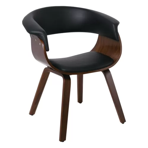 Herman Πολυθρόνα Καρυδί - Pu Μαύρο 68x56x77cm