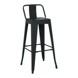 Relix Σκαμπό Bar Με Πλάτη, Μέταλλο Βαφή Μαύρο Matte 44x44x76/97cm