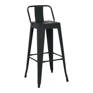 Relix Σκαμπό Bar Με Πλάτη, Μέταλλο Βαφή Μαύρο Matte 44x44x76/97cm