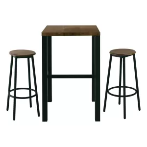 Mayer Set Bar Τραπέζι + 2 Σκαμπό Μέταλλο Βαφή Ανθρακί - Antique Brown Table:60x60x100 Stool:Φ30 H.75