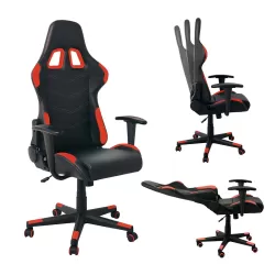 Bf9150 Gaming Πολυθρόνα Γραφείου, Ανάκλιση Πλάτης Έως 90°, Pu Μαύρο - Κόκκινο 67x69x124/134cm