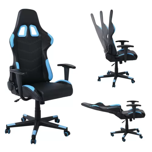 Bf9150 Gaming Πολυθρόνα Γραφείου, Ανάκλιση Πλάτης Έως 90°, Pu Μαύρο - Μπλε 67x69x124/134cm