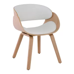 Joy-W Πολυθρόνα Τραπεζαρίας Φυσικό, Pu Άσπρο 57x55x80cm