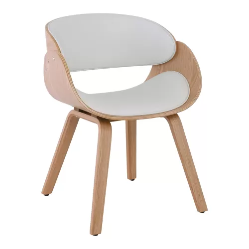 Joy-W Πολυθρόνα Τραπεζαρίας Φυσικό, Pu Άσπρο 57x55x80cm