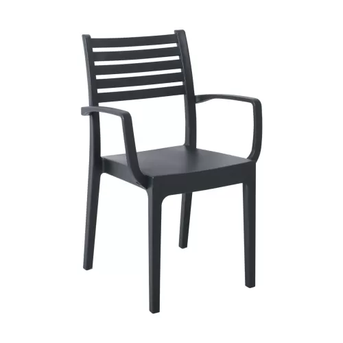 Olimpia Πολυθρόνα Τραπεζαρίας Κήπου Στοιβαζόμενη, Pp - Uv Protection, Απόχρωση Ανθρακί 54x52x86cm