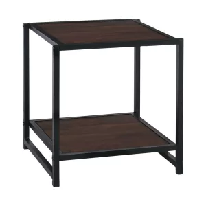 Atos Κομοδίνο Μέταλλο Βαφή Μαύρο - Mdf Καρυδί 48x44x50cm