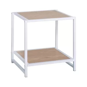Atos Κομοδίνο Μέταλλο Βαφή Άσπρο - Mdf Φυσικό 48x44x50cm