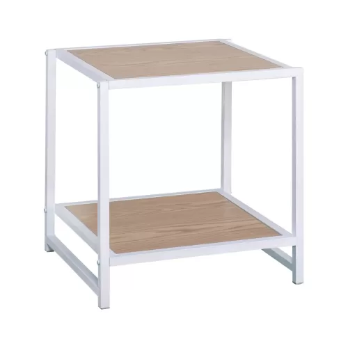 Atos Κομοδίνο Μέταλλο Βαφή Άσπρο - Mdf Φυσικό 48x44x50cm