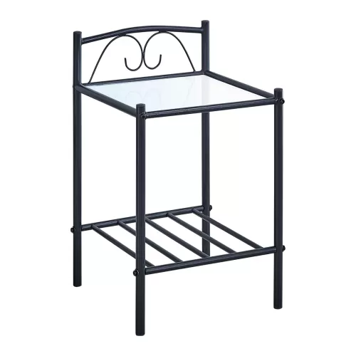 Rado Κομοδίνο Μέταλλο Βαφή Μαύρο, Γυαλί 5Mm 40x40x64cm