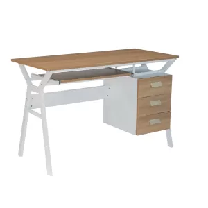 Unit Γραφείο Η/Υ Μέταλλο Βαφή Άσπρο, Melamine Απόχρωση Sonoma 120x54x76cm